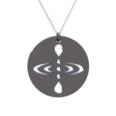 Farkındalık (Mindfulness) Kolye - 925 ayar siyah rodyum kaplama gümüş kolye (50 cm beyaz altın rolo zincir) #1bnjeyb