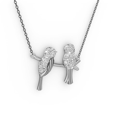 Lora Kuş Kolye - Swarovski 925 ayar gümüş kolye (40 cm gümüş rolo zincir) #11bku5