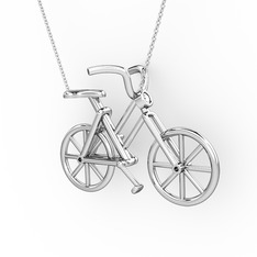 Bisiklet Kolye - Beyaz zirkon 8 ayar beyaz altın kolye (40 cm beyaz altın rolo zincir) #149uwzx