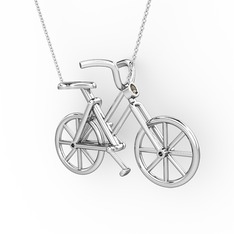 Bisiklet Kolye - Dumanlı kuvars 925 ayar gümüş kolye (40 cm beyaz altın rolo zincir) #1ec4o0l