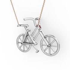 Bisiklet Kolye - Garnet 8 ayar beyaz altın kolye (40 cm gümüş rolo zincir) #1kru70n