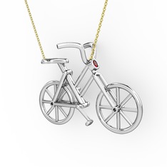 Bisiklet Kolye - Garnet 14 ayar beyaz altın kolye (40 cm altın rolo zincir) #1kxupbh
