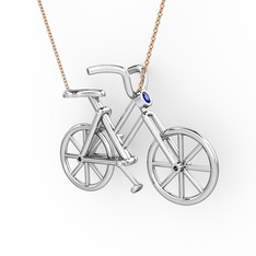 Bisiklet Kolye - Lab safir 18 ayar beyaz altın kolye (40 cm gümüş rolo zincir) #1v6o22j