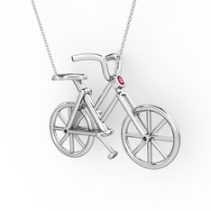 Bisiklet Kolye - Rodolit garnet 925 ayar gümüş kolye (40 cm gümüş rolo zincir) #5eh5mn
