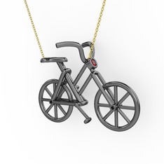 Bisiklet Kolye - Garnet 925 ayar siyah rodyum kaplama gümüş kolye (40 cm gümüş rolo zincir) #fddmuj