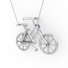 Bisiklet Kolye - Lab safir 8 ayar beyaz altın kolye (40 cm gümüş rolo zincir) #fsl7fv