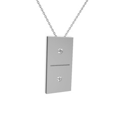 Domino Kolye - Beyaz zirkon 18 ayar beyaz altın kolye (40 cm gümüş rolo zincir) #104jql5