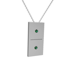 Domino Kolye - Yeşil kuvars 925 ayar gümüş kolye (40 cm gümüş rolo zincir) #10ko3he