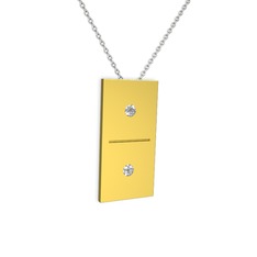 Domino Kolye - Beyaz zirkon 14 ayar altın kolye (40 cm gümüş rolo zincir) #11iqjtk