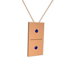 Domino Kolye - Lab safir 8 ayar rose altın kolye (40 cm gümüş rolo zincir) #11wq1jr