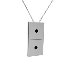 Domino Kolye - Siyah zirkon 925 ayar gümüş kolye (40 cm beyaz altın rolo zincir) #13kef8k