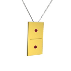 Domino Kolye - Kök yakut 14 ayar altın kolye (40 cm beyaz altın rolo zincir) #13qi3x2