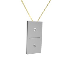 Domino Kolye - Beyaz zirkon 8 ayar beyaz altın kolye (40 cm altın rolo zincir) #14g9nxj