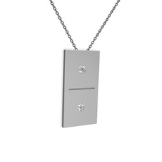 Domino Kolye - Pırlanta 14 ayar beyaz altın kolye (0.12 karat, 40 cm gümüş rolo zincir) #16re50n