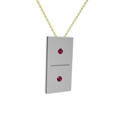 Domino Kolye - Rodolit garnet 925 ayar gümüş kolye (40 cm altın rolo zincir) #18udx8r