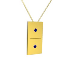 Domino Kolye - Lab safir 14 ayar altın kolye (40 cm gümüş rolo zincir) #1bo18r