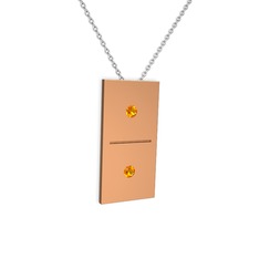 Domino Kolye - Sitrin 14 ayar rose altın kolye (40 cm beyaz altın rolo zincir) #1d1lwsl