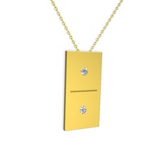 Domino Kolye - Beyaz zirkon 18 ayar altın kolye (40 cm altın rolo zincir) #1dfwnda