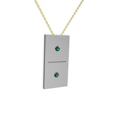 Domino Kolye - Yeşil kuvars 18 ayar beyaz altın kolye (40 cm gümüş rolo zincir) #1dmwli6