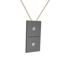 Domino Kolye - Swarovski 925 ayar siyah rodyum kaplama gümüş kolye (40 cm rose altın rolo zincir) #1hg94r2