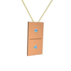 Domino Kolye - Akuamarin 8 ayar rose altın kolye (40 cm gümüş rolo zincir) #1l6atyn