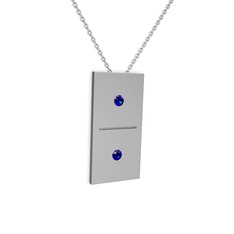 Lab safir 8 ayar beyaz altın kolye (40 cm beyaz altın rolo zincir)