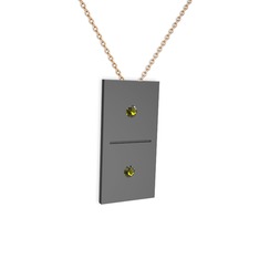 Domino Kolye - Peridot 925 ayar siyah rodyum kaplama gümüş kolye (40 cm gümüş rolo zincir) #1oscqcn