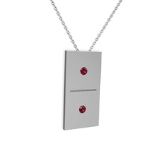 Domino Kolye - Rodolit garnet 925 ayar gümüş kolye (40 cm beyaz altın rolo zincir) #1rm0qgy