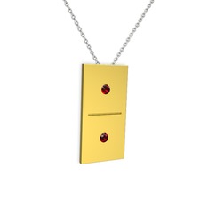 Domino Kolye - Garnet 8 ayar altın kolye (40 cm beyaz altın rolo zincir) #1u8ggig