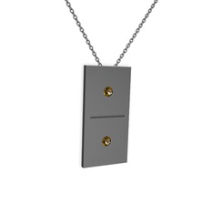 Domino Kolye - Dumanlı kuvars 925 ayar siyah rodyum kaplama gümüş kolye (40 cm gümüş rolo zincir) #1v6pnno