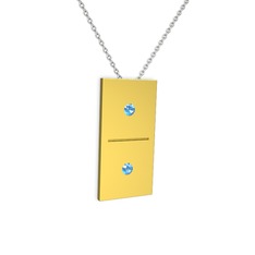 Domino Kolye - Akuamarin 14 ayar altın kolye (40 cm beyaz altın rolo zincir) #1y2zvfg