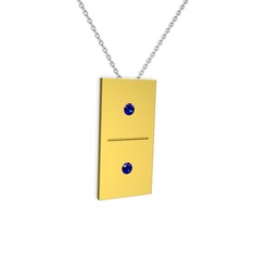 Domino Kolye - Lab safir 8 ayar altın kolye (40 cm gümüş rolo zincir) #21g7de