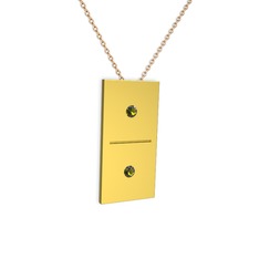 Domino Kolye - Peridot 18 ayar altın kolye (40 cm rose altın rolo zincir) #f7rtrt