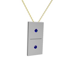 Lab safir 8 ayar beyaz altın kolye (40 cm altın rolo zincir)