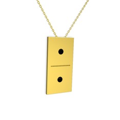 Domino Kolye - Siyah zirkon 8 ayar altın kolye (40 cm altın rolo zincir) #wr4h8f