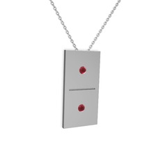 Domino Kolye - Kök yakut 14 ayar beyaz altın kolye (40 cm gümüş rolo zincir) #wugcbz