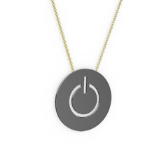 Power Kolye - 925 ayar siyah rodyum kaplama gümüş kolye (40 cm altın rolo zincir) #194ntyg