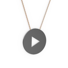 Play  Kolye - 925 ayar siyah rodyum kaplama gümüş kolye (40 cm rose altın rolo zincir) #nmed7