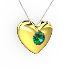 Moria Kalp Kolye - Yeşil kuvars 925 ayar altın kaplama gümüş kolye (40 cm gümüş rolo zincir) #11nvinj