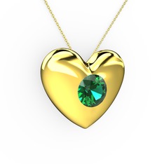 Moria Kalp Kolye - Yeşil kuvars 925 ayar altın kaplama gümüş kolye (40 cm altın rolo zincir) #15ykgh9