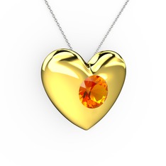 Moria Kalp Kolye - Sitrin 8 ayar altın kolye (40 cm beyaz altın rolo zincir) #1ck0akz