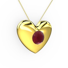 Moria Kalp Kolye - Kök yakut 8 ayar altın kolye (40 cm altın rolo zincir) #1iktdbw