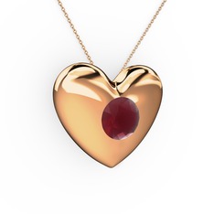 Moria Kalp Kolye - Kök yakut 925 ayar rose altın kaplama gümüş kolye (40 cm rose altın rolo zincir) #1iode6n