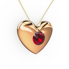 Moria Kalp Kolye - Garnet 925 ayar rose altın kaplama gümüş kolye (40 cm altın rolo zincir) #1j5v53c