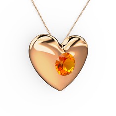 Moria Kalp Kolye - Sitrin 18 ayar rose altın kolye (40 cm gümüş rolo zincir) #1nfjduy