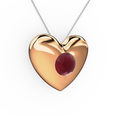 Moria Kalp Kolye - Kök yakut 18 ayar rose altın kolye (40 cm gümüş rolo zincir) #1pzfb68