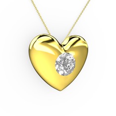 Moria Kalp Kolye - Pırlanta 14 ayar altın kolye (0.5 karat, 40 cm gümüş rolo zincir) #1rnvkbf
