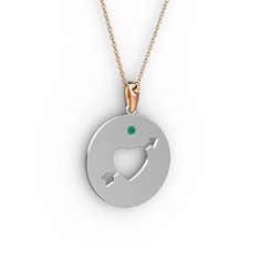 Ok Kalp Kolye - Kök zümrüt 925 ayar gümüş kolye (40 cm gümüş rolo zincir) #126an4j