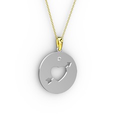 Ok Kalp Kolye - Beyaz zirkon 8 ayar beyaz altın kolye (40 cm altın rolo zincir) #1syvvoi