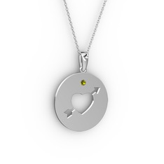 Ok Kalp Kolye - Peridot 925 ayar gümüş kolye (40 cm beyaz altın rolo zincir) #1uky2b5